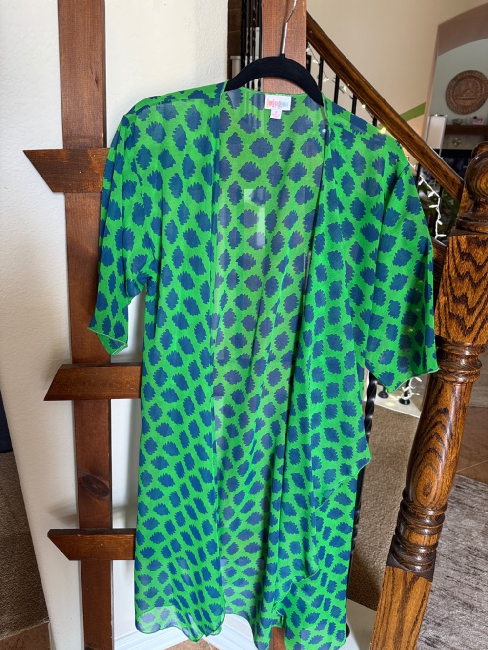 LuLaRoe Green and Navy Blue Swim Coverup